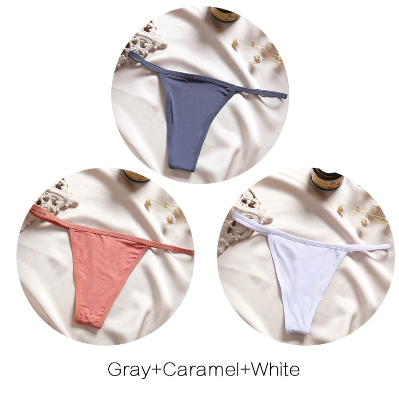FINETOO Cotton Bikini Panties T-back Thong Set
