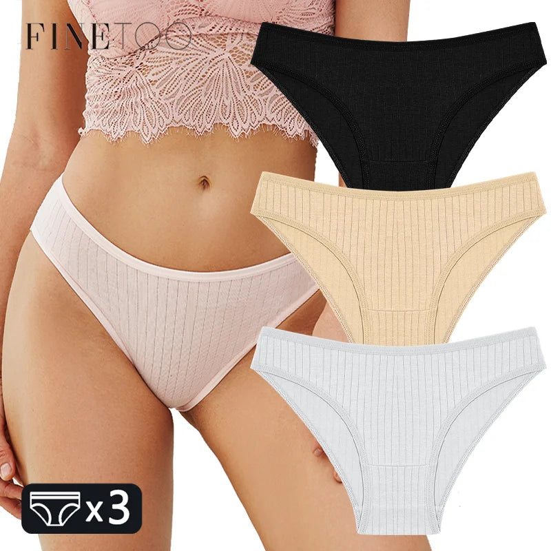 FINETOO 3PCS Women's Cotton Panties Set