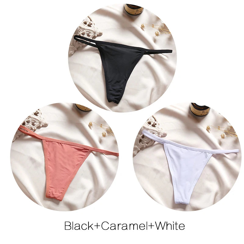 FINETOO Cotton Bikini Panties T-back Thong Set