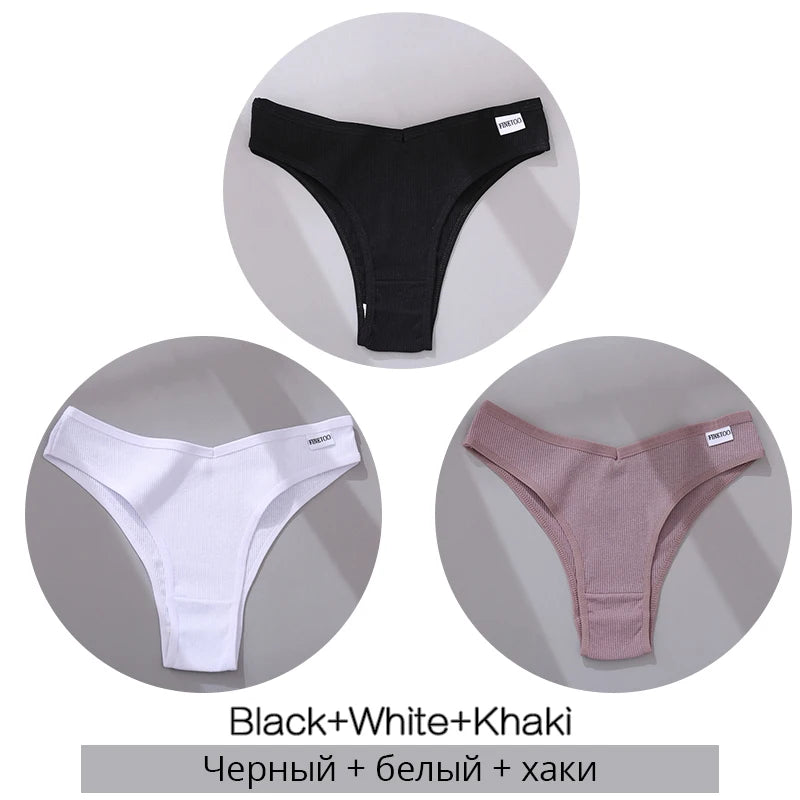 FINETOO Cotton Brazilian Panties 3Pcs Set