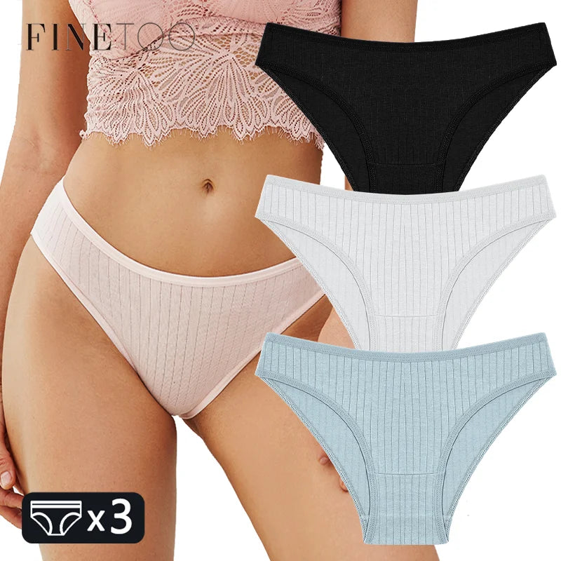 FINETOO 3PCS Women's Cotton Panties Set