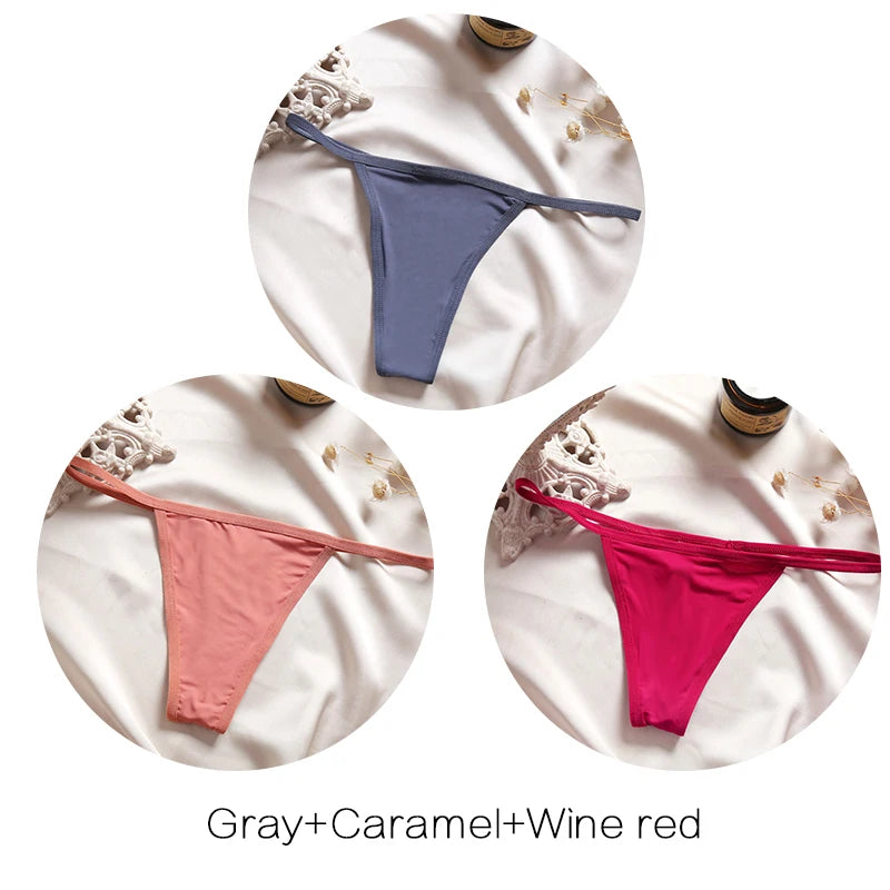FINETOO Cotton Bikini Panties T-back Thong Set