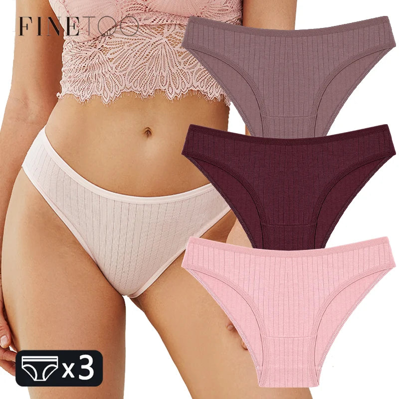 FINETOO 3PCS Women's Cotton Panties Set