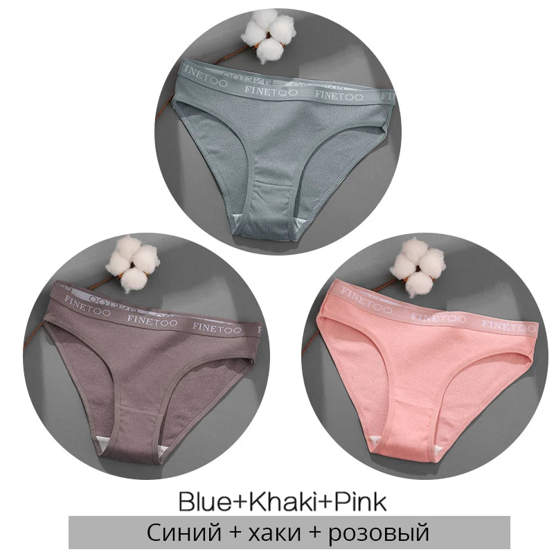 FINETOO 3PCS Women's Cotton Panty Set