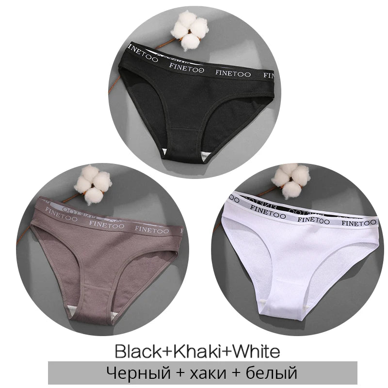 FINETOO 3PCS Women's Cotton Panty Set
