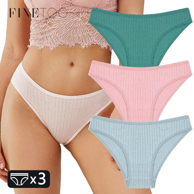 FINETOO 3PCS Women's Cotton Panties Set