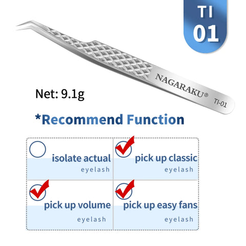 NAGARAKU Eyelash Extension Tweezers - Precision Stainless Steel Makeup Tool