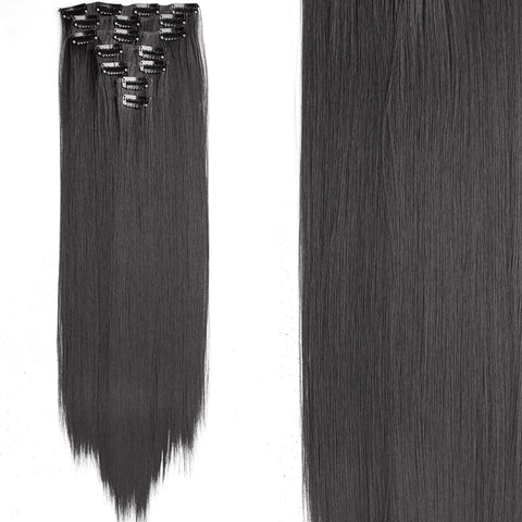 7 stuks/set 16 clips haarverlenging - zwarte ombre hittebestendige vezel