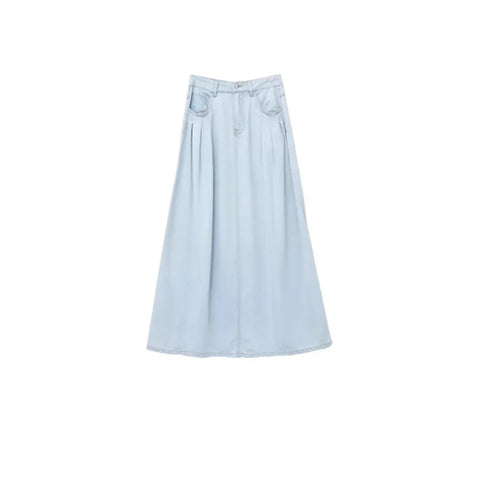 CHIC VEN Women Casual Denim Shirt A-line Skirt Set