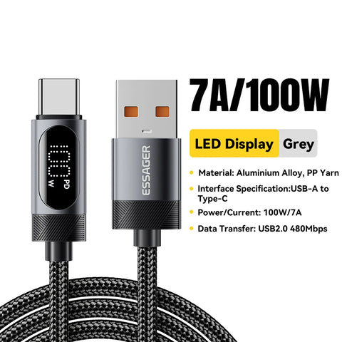 Essager USB-C Cable - 100W PD Fast Charging for iPhone 16/15, Xiaomi, Huawei, MacBook & iPad
