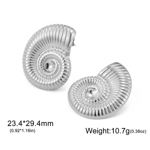 Trendy Gold Conch Stud Earrings for Women | Stainless Steel Minimalist Jewelry