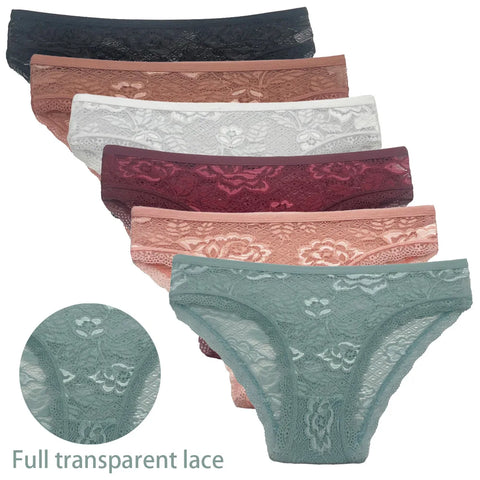 M-XL Women's Sexy Lace Panty Briefs 5 PCS Set - Cotton Underwear