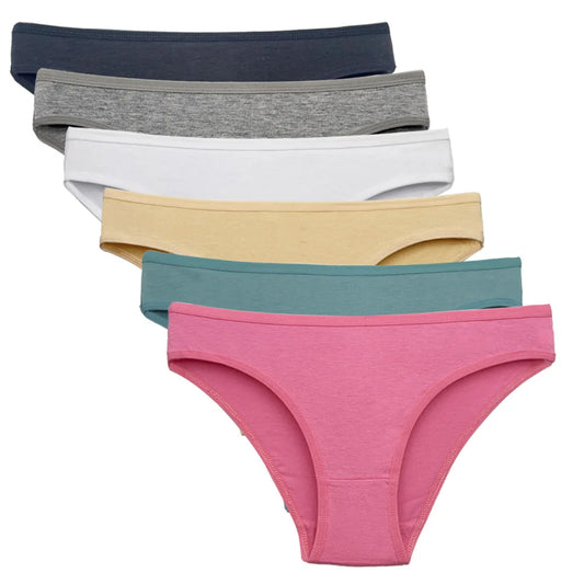 5 Pcs Women Cotton Lace Briefs - Sexy Low Waist Underwear M-XL