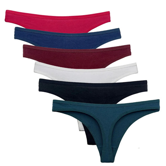 5 PCS/Set Women Cotton Thongs Panties - Sexy Low Waist G-String Ladies Brazilian Lingerie