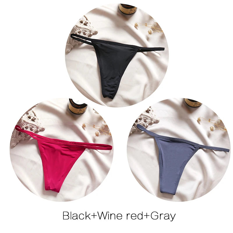 FINETOO Cotton Bikini Panties T-back Thong Set