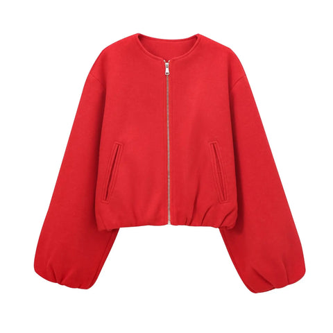 MUJER Zwarte Bomberjacks voor Dames - Stijlvolle Varsity Crop Coat met Rits voor Winter 2025