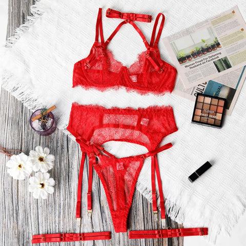 Fancy Lingeries Sexy Hot Halter Bra See Through Outfit Ensemble