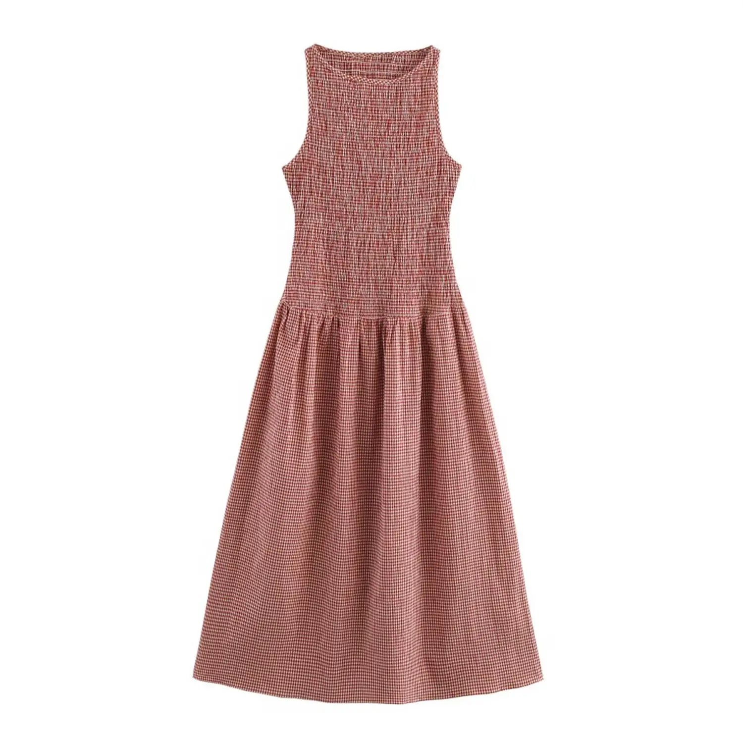 TFMLN 2025 Summer Women's Sweet Plaid Dress