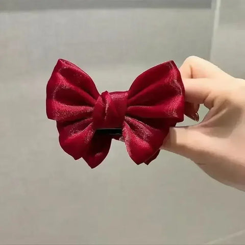 Elegant Sweet Bow Tie Hair Claw Clip - Velvet Ponytail Holder for Women