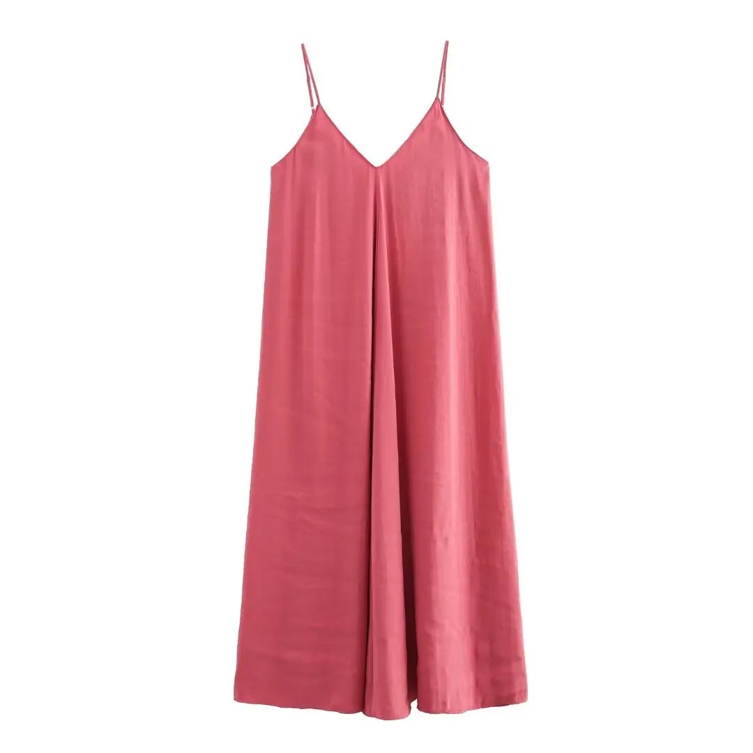 MUJER 2025 Red Slip Maxi Dress for Women