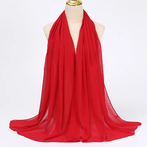 Elegant Muslim Chiffon Hijab Scarf - Lightweight Long Solid Color Head Wrap for Women