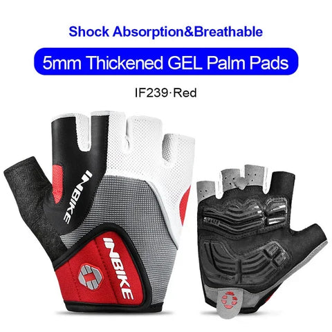 INBIKE Halfvinger Fiets Handschoenen GEL Gevoerd Heren Dames Schokbestendig Zomer MTB Fiets Handschoenen Sport Gym Fitness Handschoenen Accessoreis 