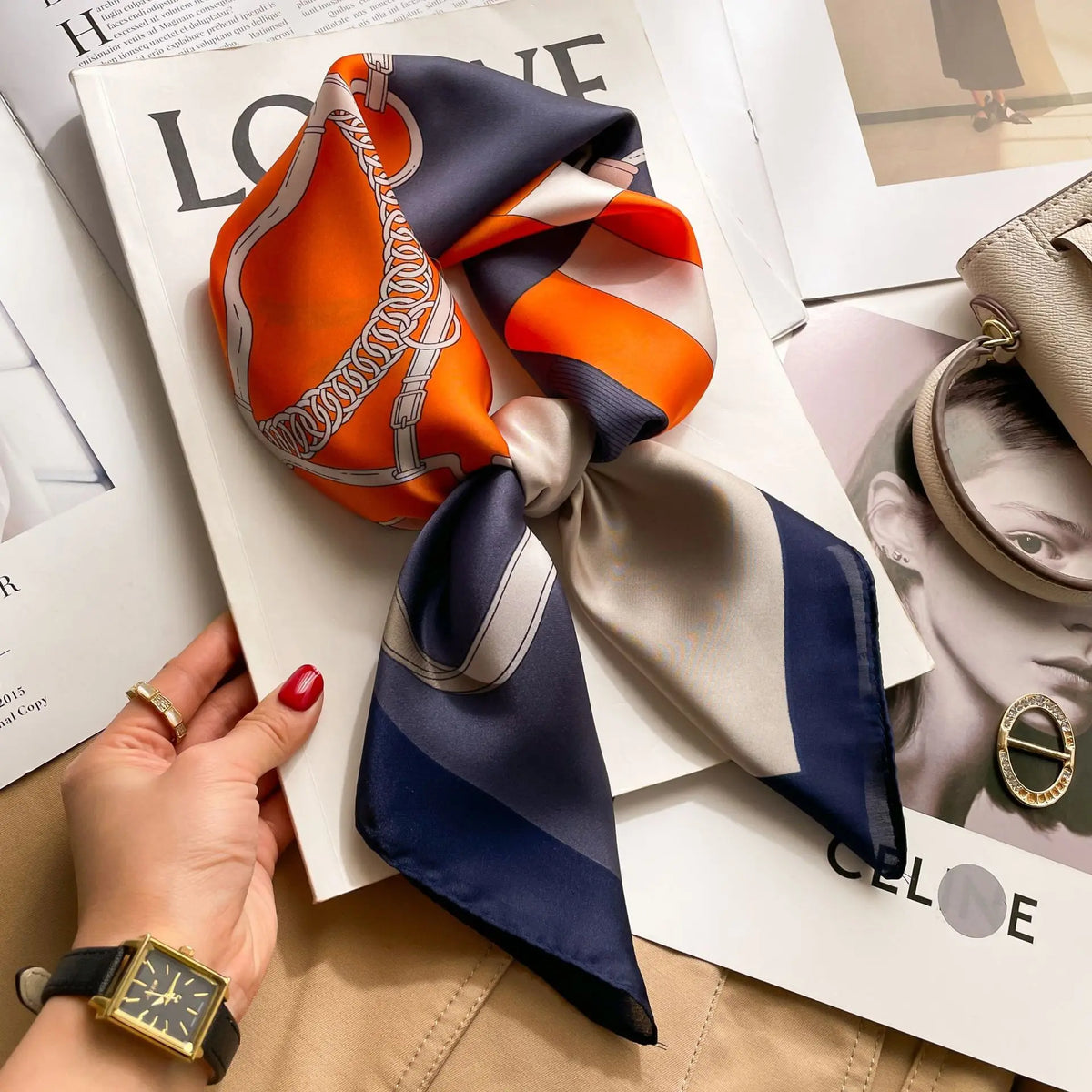 Luxury 2023 Silk Square Scarf for Women