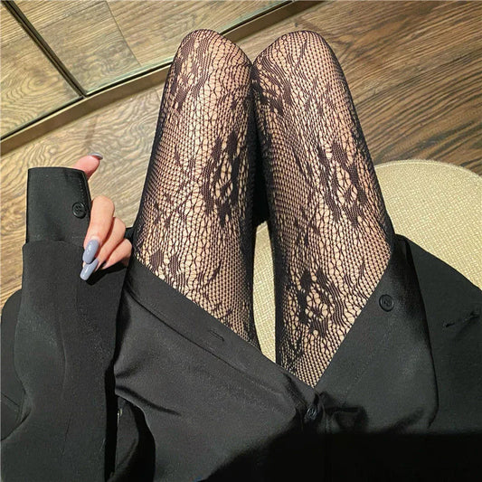 Black Spider Web Mesh Pantyhose for Women - Gothic Lace Fishnet Tights