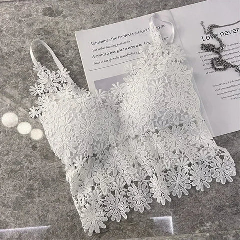 ITOOLIN Summer Women Lace V-Neck Backless Crop Top