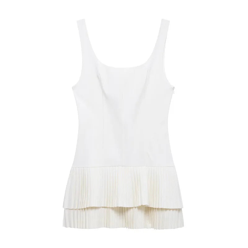 MUJER 2025 Pleated Mini Dress - Backless Jumpsuit