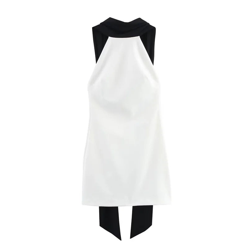 MUJER White Backless Halter Mini Dress