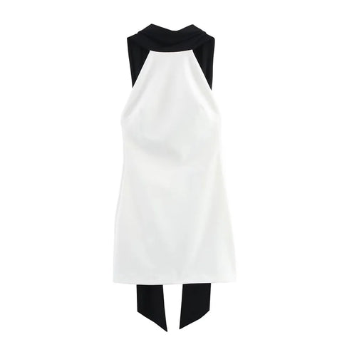 MUJER Witte halter mini-jurk zonder rug 
