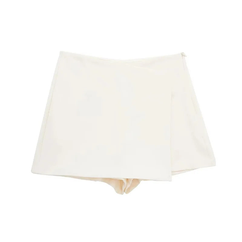 MUJER 2025 Asymmetric Skort for Women - Black High Waist Mini Skirt Shorts
