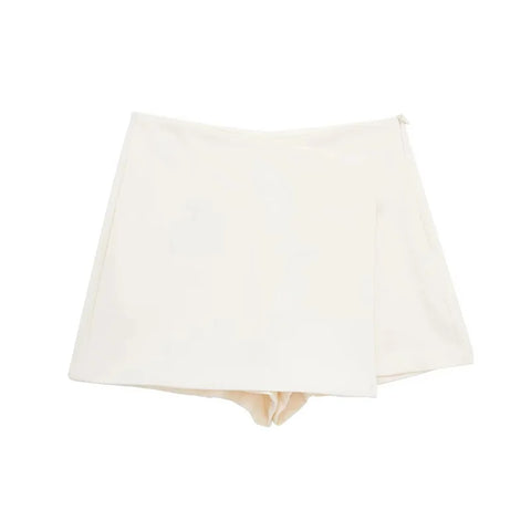 MUJER 2025 Asymmetrische Skort voor Dames - Zwarte Minirok met Hoge Taille
