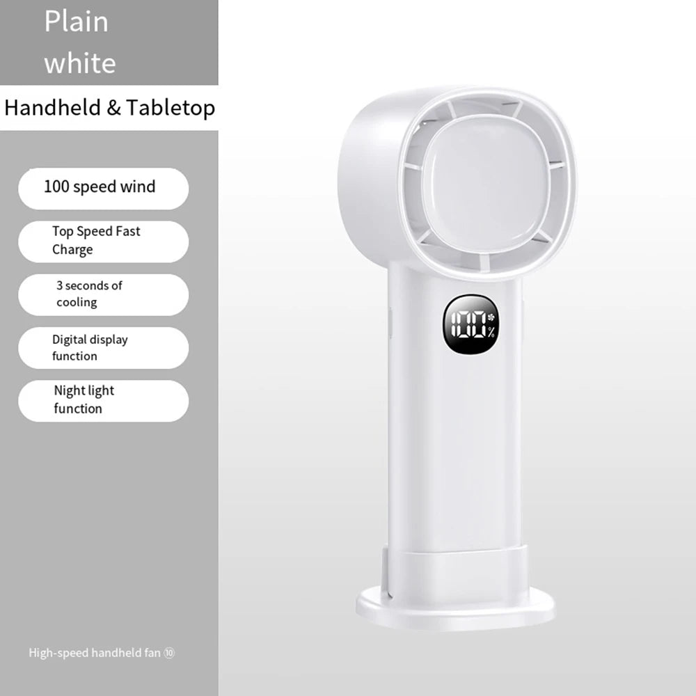 Portable Mini Electric Hand Fan - USB Rechargeable with LED Display