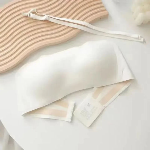 Seamless Tube Top Bra with Invisible Straps - Non-Slip Wireless Bralette for Women