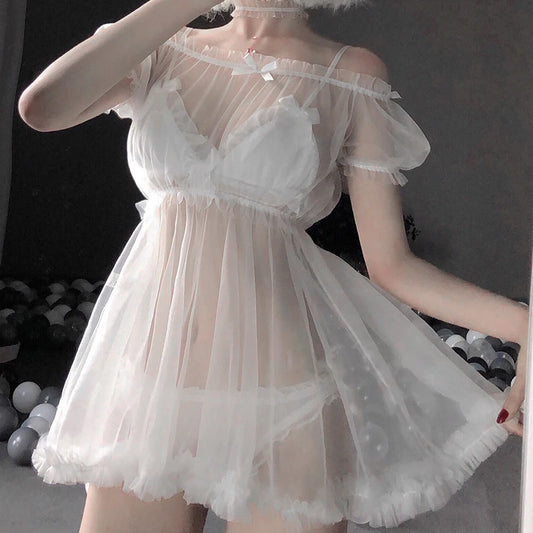 Kawaii Lace Nightdress Lingerie Pajamas Set for Women