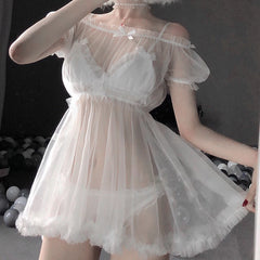 Kawaii Lace Nightdress Lingerie Pajamas Set for Women