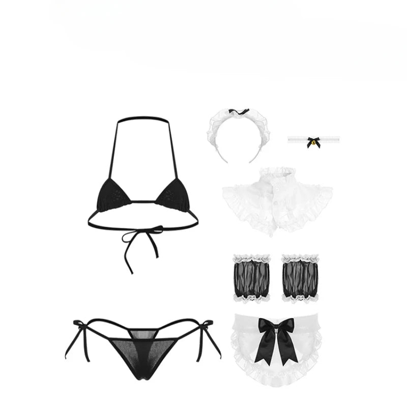 Sexy Lace Bow Maid Cosplay Costume