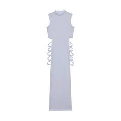 Criss Cross Cut Out Dress – Sexy Bodycon Mock Neck Sleeveless Dress for Women