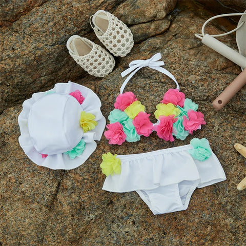 Tregren Baby Meisjes Strandbikini's met Zonnehoed