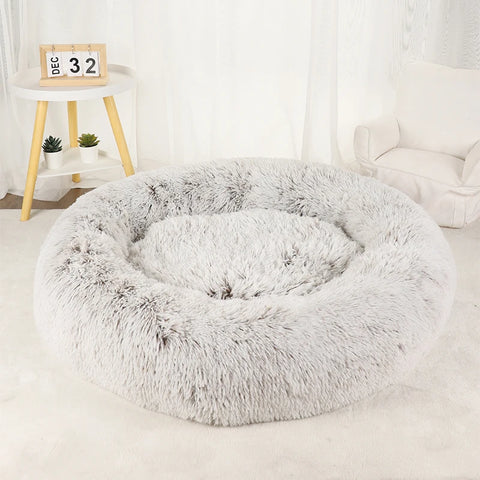 Pluche ronde donut hondenmand - Gezellig en stijlvol bed voor middelgrote tot grote huisdieren