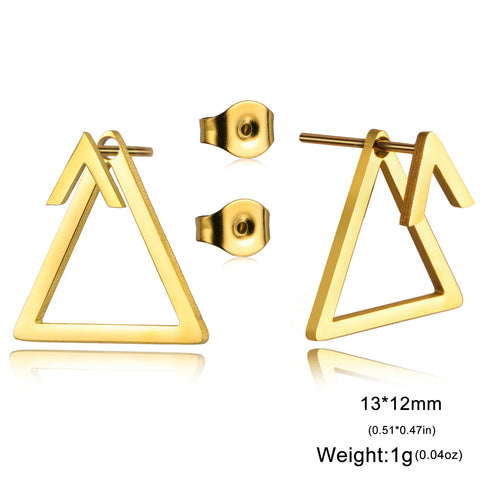 Skyrim Geometric Stainless Steel Gold Color Stud Earrings for Women