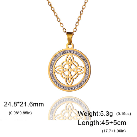 Skyrim Witchcraft Witch Knot Necklace - Stainless Steel Amulet with Clear Zircon Pendant | Perfect Wicca Jewelry Gift
