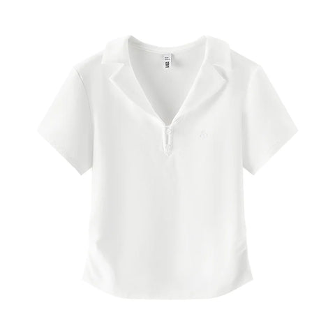 Semir Dames Cropped Poloshirt met Blazerkraag 