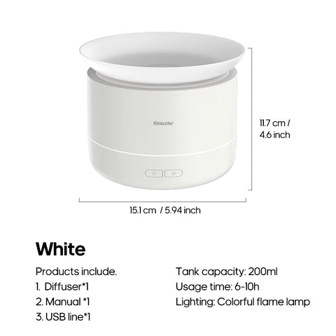 KINSCOTER Mist Surge Spray Aroma Diffuser 200ml - USB Quiet Desktop Essential Oil Humidifier with LED Night Lamp