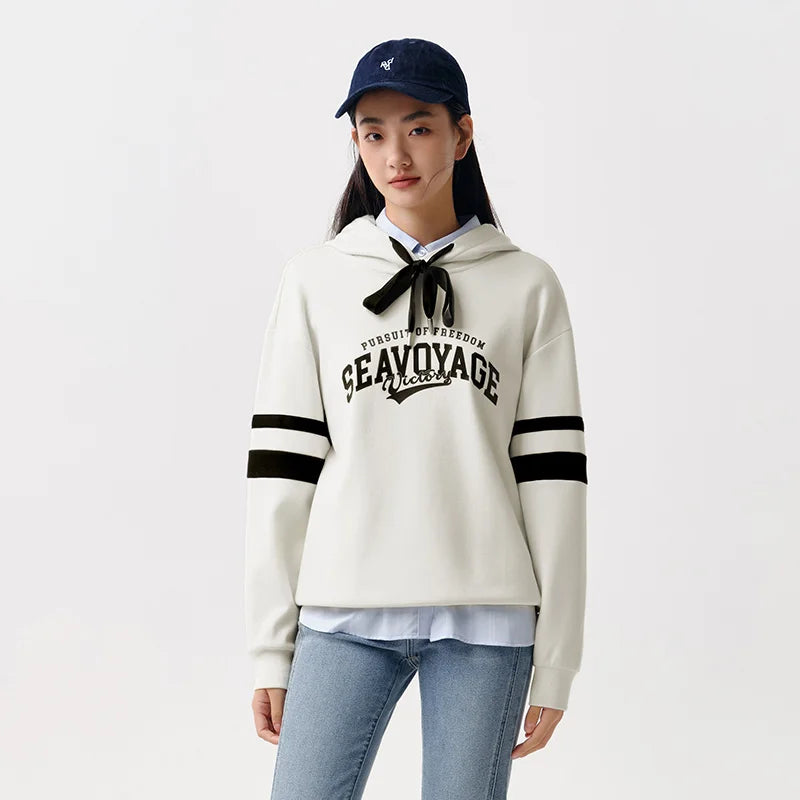 Semir Women's Letter Print Loose Drop Shoulder Hoodie
