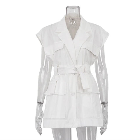 TARUXY Summer Sleeveless Work Shirt - Stylish Multi-Pocket Top for Women