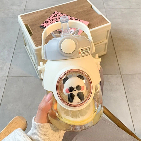 Kawaii Cartoon Kids Water Bottles with Straw - 820ml for School and Travel