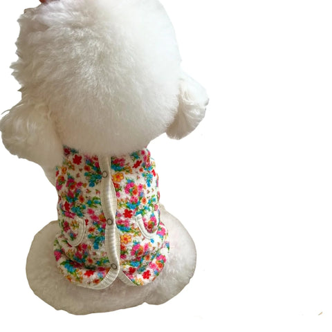 Charming Cotton Pet Dog Clothes - Classic Shabby Flower Coat for Winter